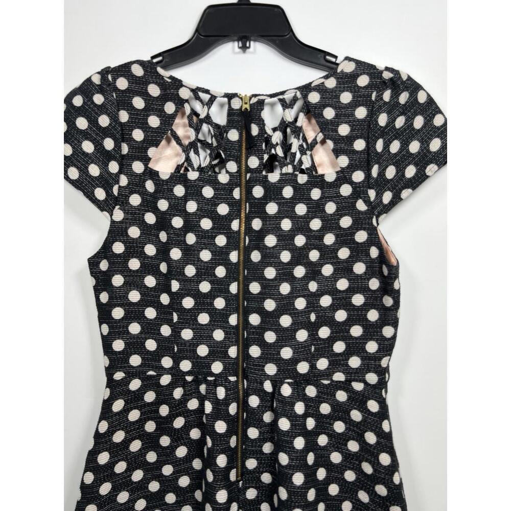 Anthropologie x Maeve Nikola Lattice Dress Polka Dot Size 6 Black White - Picture 6 of 9